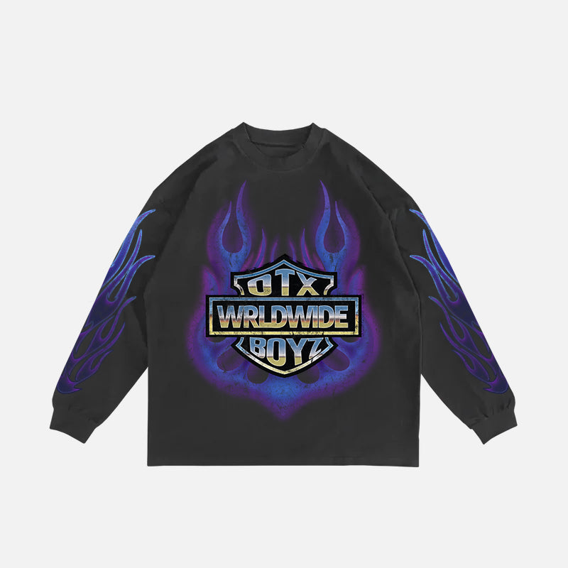 OTXBOYZ WRLDWIDE L/S TEE (VINTAGE GREY/BLUE)